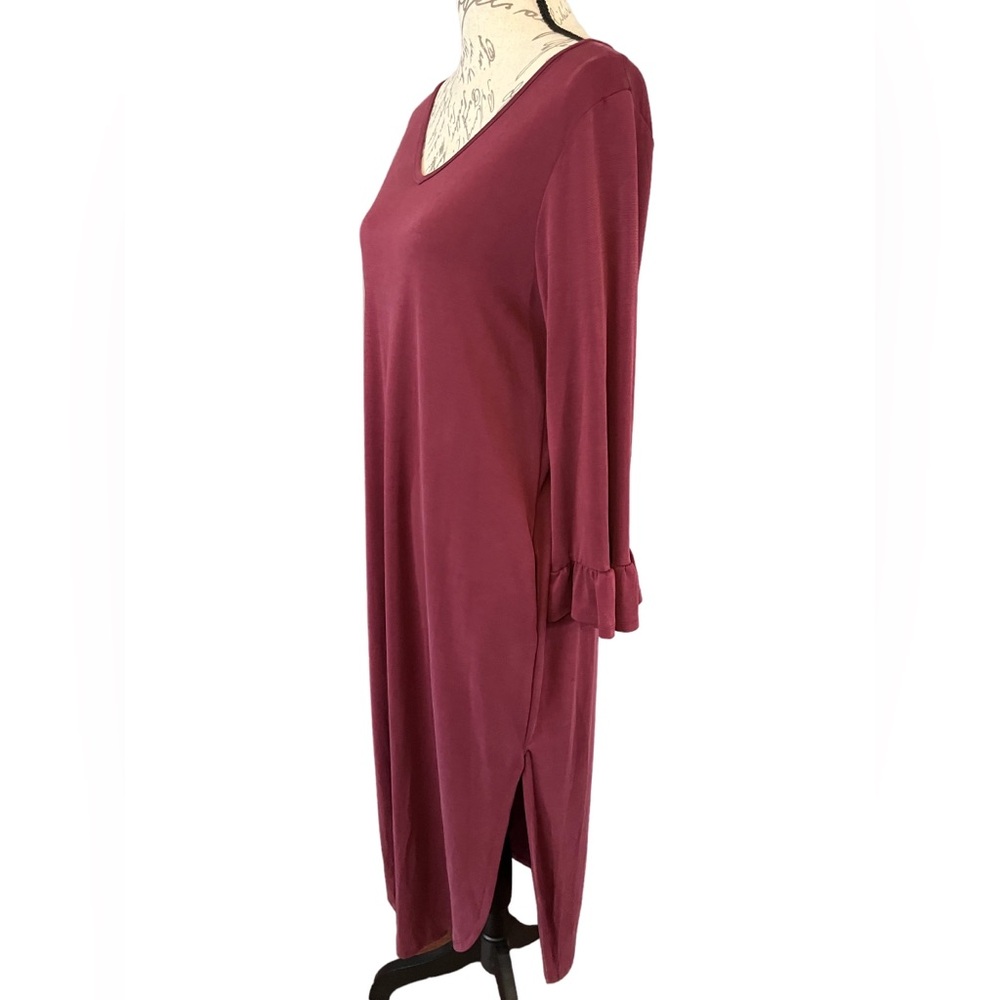 NWT Jodifl Burgundy Long sleeves Dress Boutique Size Small Pockets Midi Casual - Picture 4 of 15